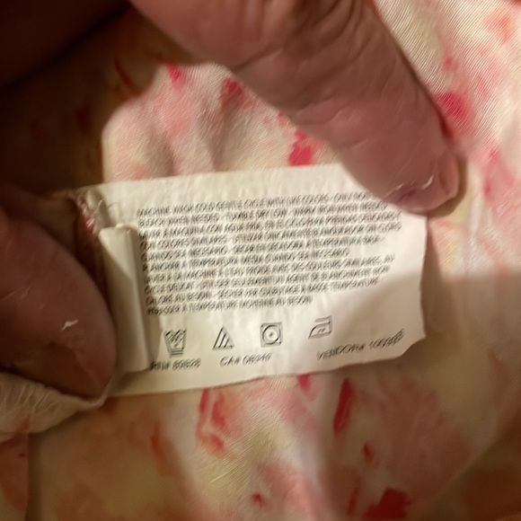 Gloria Vanderbilt Women’s L Button Down Pleated Pink Splash Blouse Tie Sleeve - Picture 12 of 12